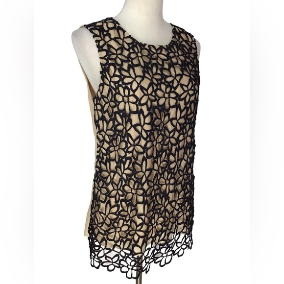 Neiman Marcus Target Lela Rose Floral Lace Sleeveless Blouse Size Medium - Picture 3 of 7